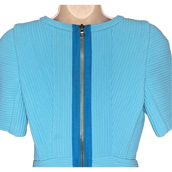3.1 Phillip Lim Sky Blue Corded Fringed Back Zip Top Size 6 - Picture 5 of 7